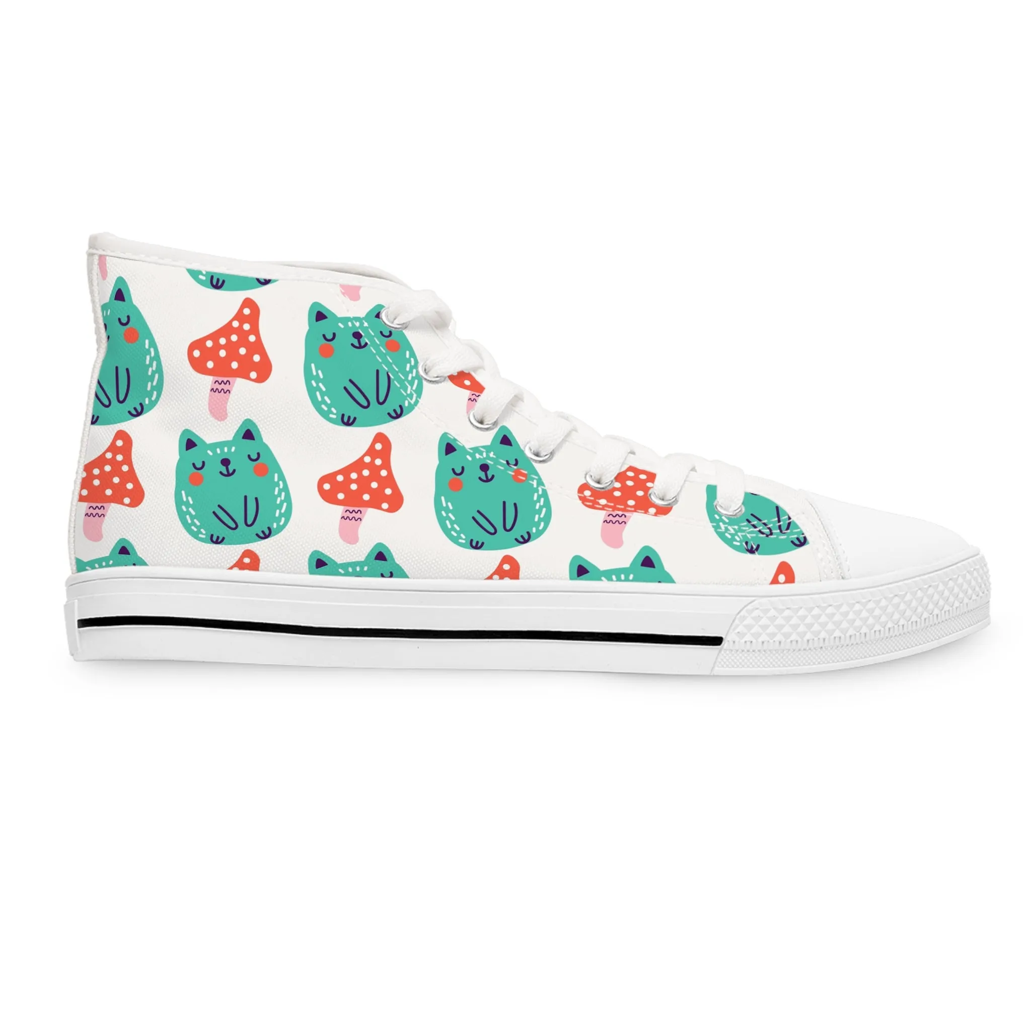 Zombie Cat and Mushrooms Women's High Top Sneakers